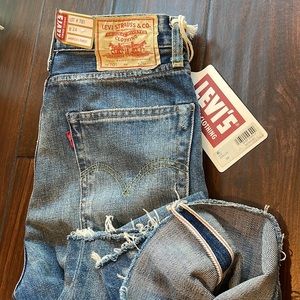 LEVIS JEANS  1950'S 701 SELVEDGE BIG E  VINTAGE PATCHED WOMEN'S Sz 26